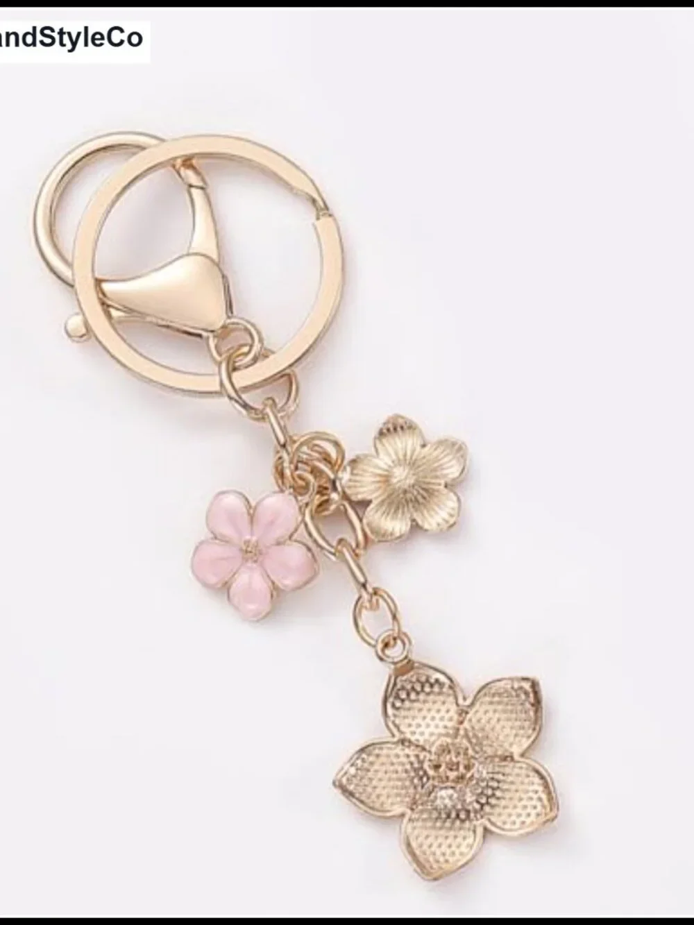 Leather Flower Bag Charm Keychain Purse Accessory